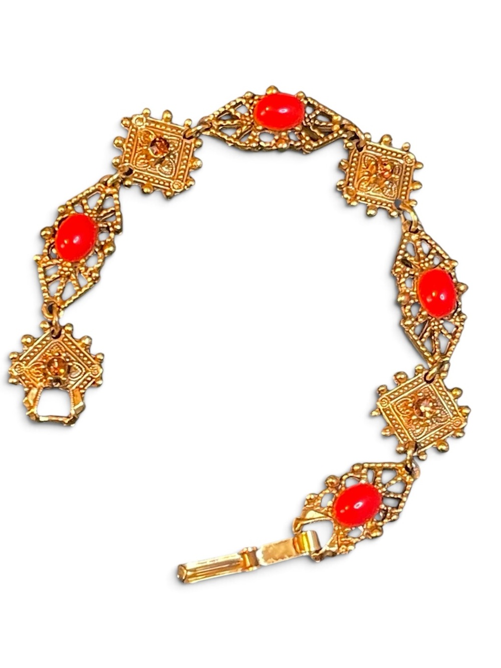 Vintage Florenza Victorian Revival Gold-Tone Link Bracelet